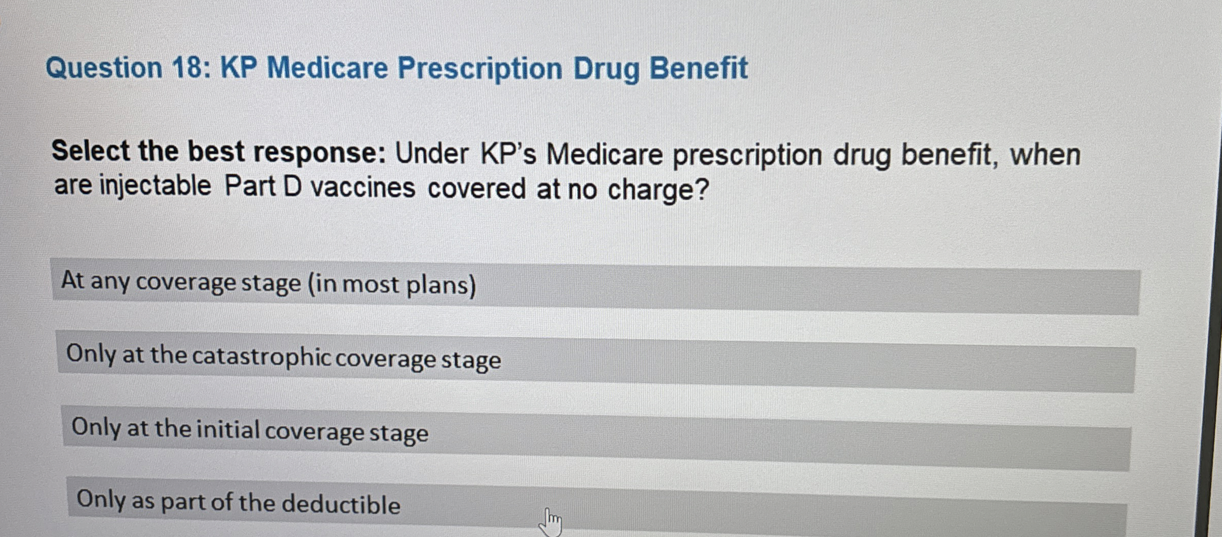 Solved Question 18: KP Medicare Prescription Drug | Chegg.com