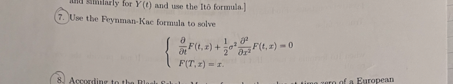 Solved Use the FeynmanKac formula to