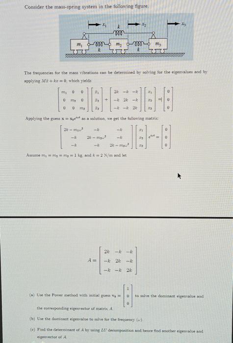 Solved Consider the mass-spring system in the following | Chegg.com