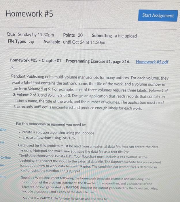 Solved Homework #5 Start Assignment Due Sunday by 11:30pm | Chegg.com