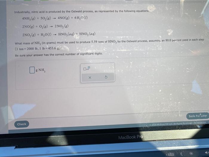 Solved Industrially, nitric acid is produced by the Ostwald