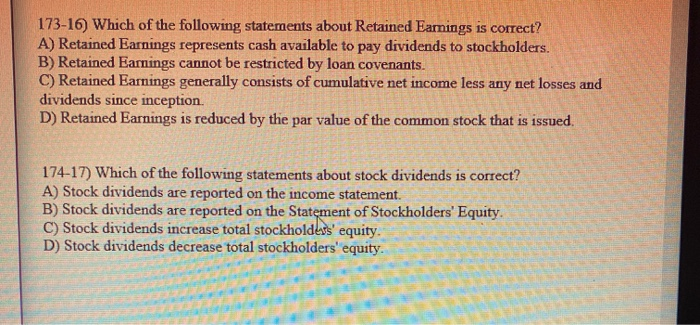 Solved 173-16) Which of the following statements about | Chegg.com