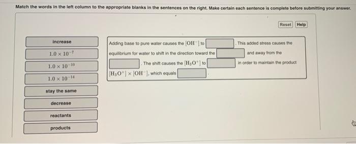 Solved Match the words in the left column to the appropriate | Chegg.com