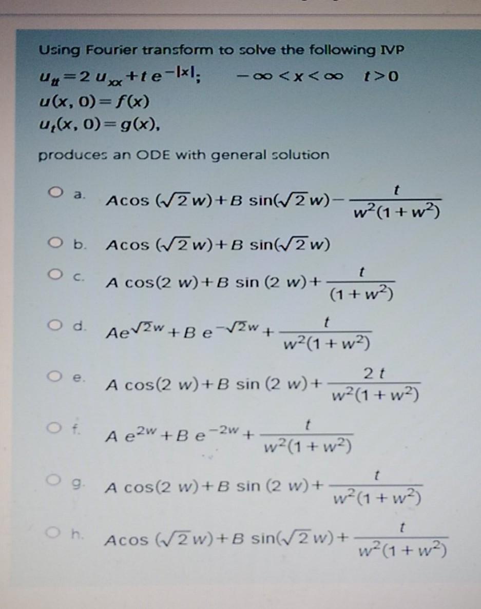 Solved Using Fourier transform to solve the following IP | Chegg.com