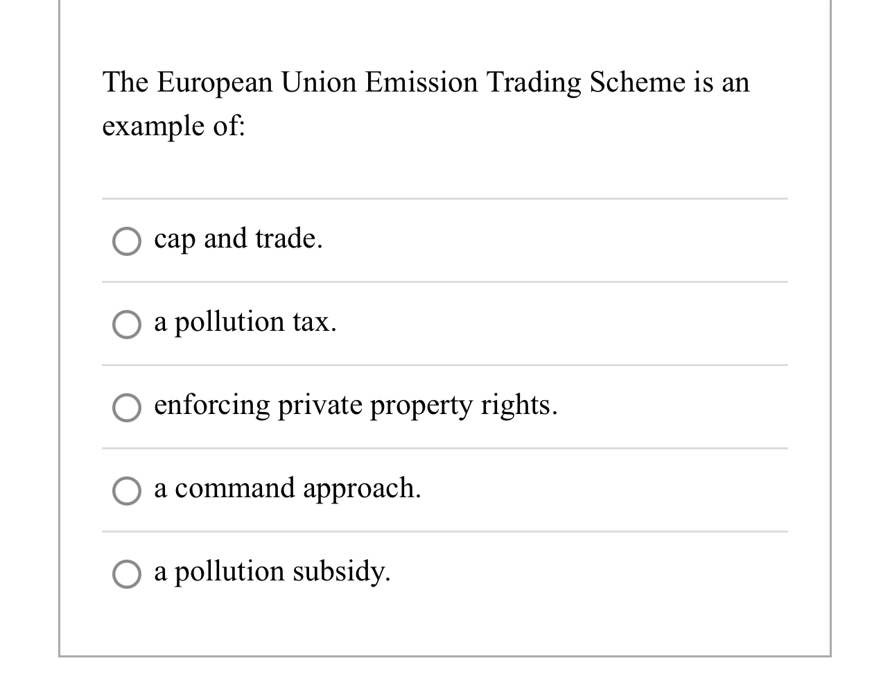 Solved The European Union Emission Trading Scheme is an | Chegg.com