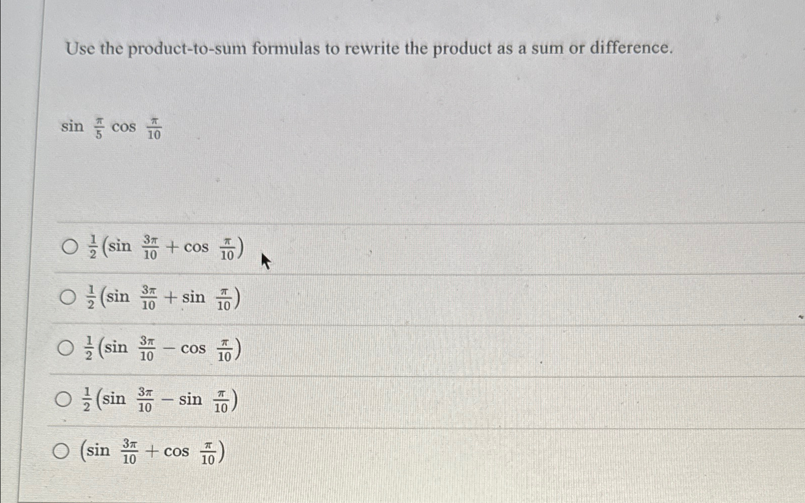 Solved Use the product-to-sum formulas to rewrite the | Chegg.com