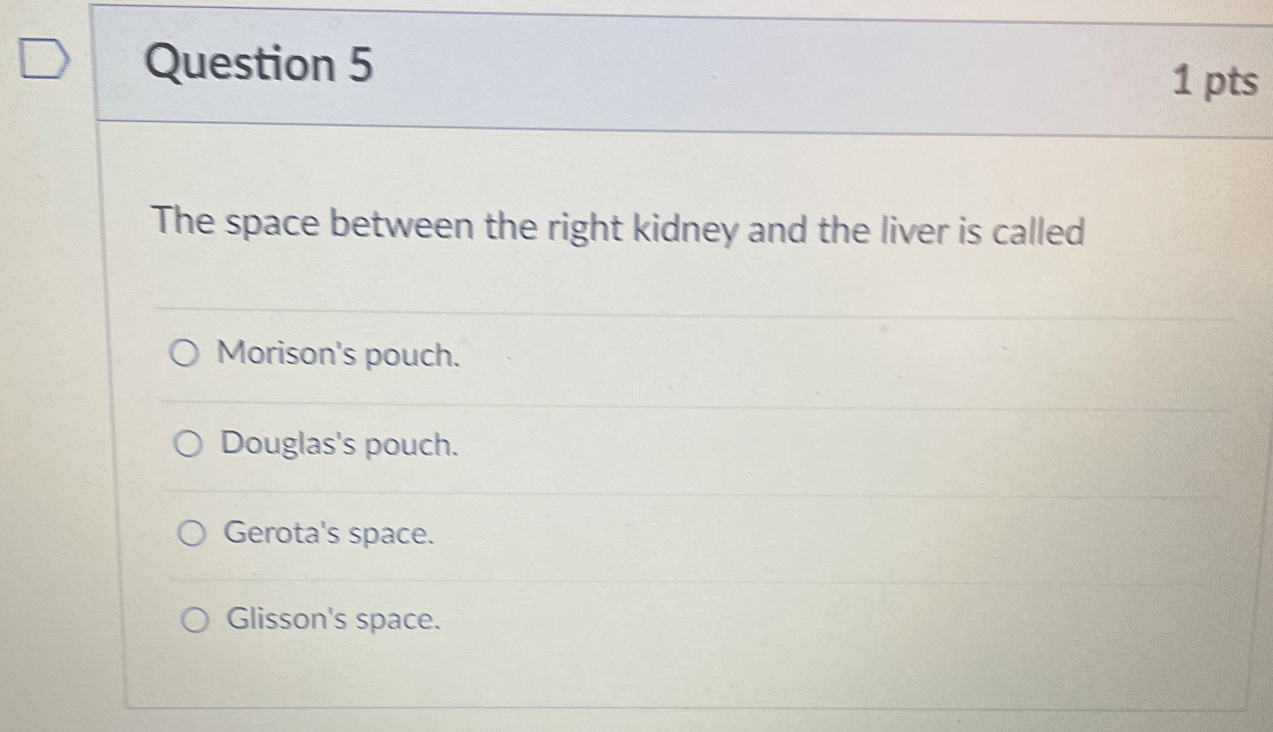 Solved Question 51 ﻿ptsThe space between the right kidney | Chegg.com