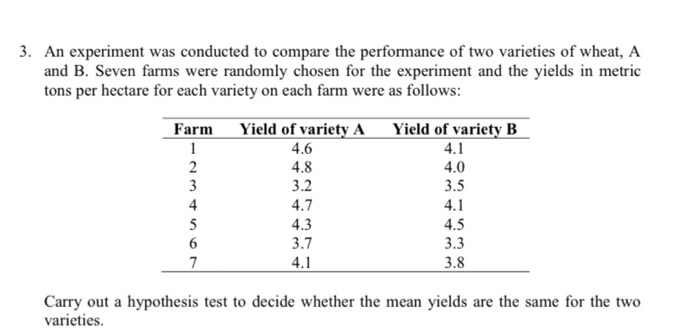 Solved 3. An experiment was conducted to compare the | Chegg.com