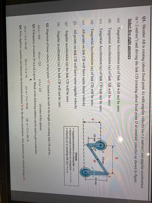 Solved Q1. Member AB is rotating (about fixed point A) with | Chegg.com