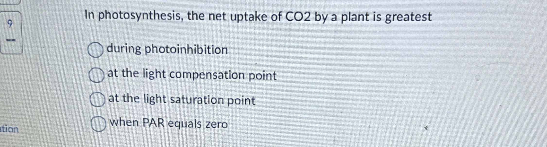 Solved In photosynthesis, the net uptake of CO2 ﻿by a plant | Chegg.com