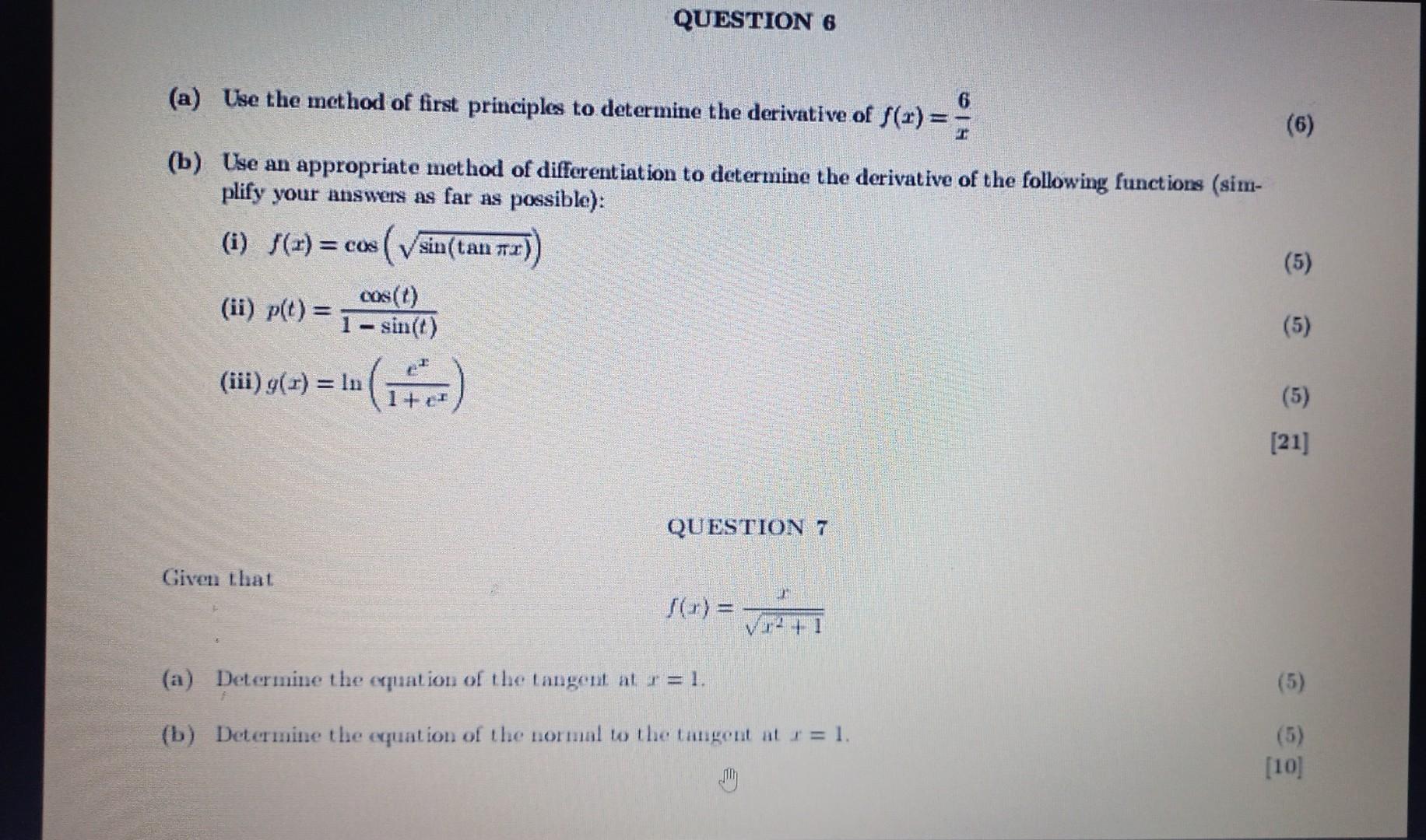 Solved (a) Use The Method Of First Principles To Determine | Chegg.com