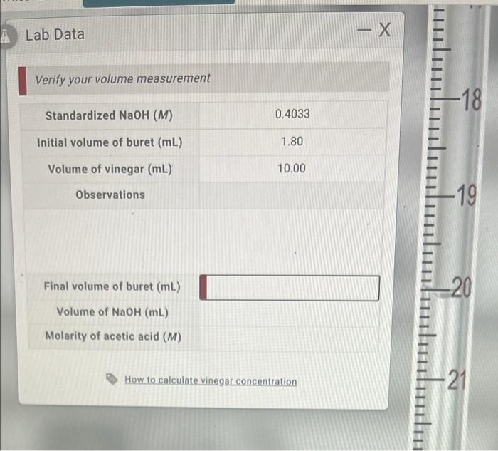 Solved X Lab Data ווווווווו Verify your volume