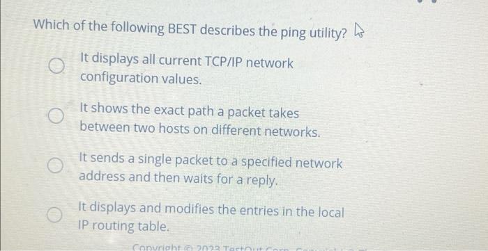 Solved Which of the following BEST describes the ping