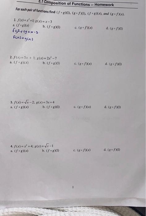Solved Math 55 - Int. Alg. Name A.2 Algebra of Functions - | Chegg.com