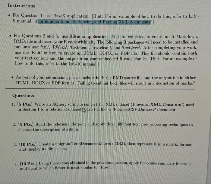 instructions - For Question 1, use BaseX application. | Chegg.com
