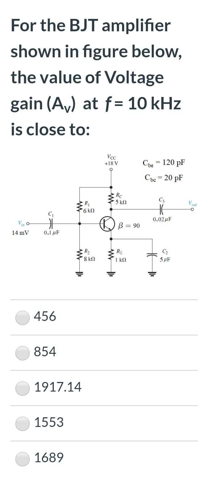 Solved For The BJT Amplifier Shown In Figure Below, The | Chegg.com