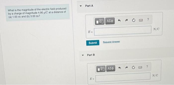 Solved Part A What is the magnitude of the electric field | Chegg.com