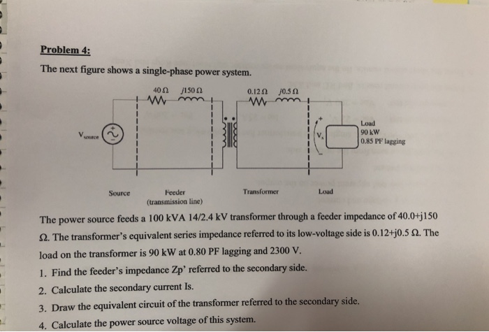 Solved Problem 4: The next figure shows a single-phase power | Chegg.com