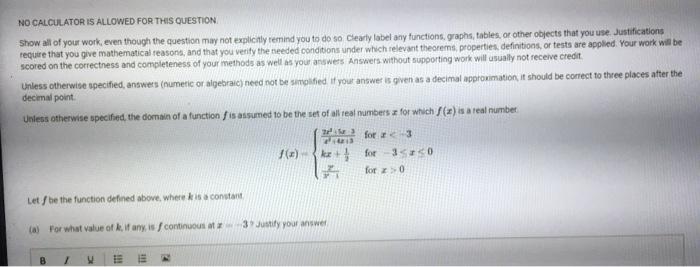Solved NO CALCULATOR IS ALLOWED FOR THIS QUESTION Show all | Chegg.com