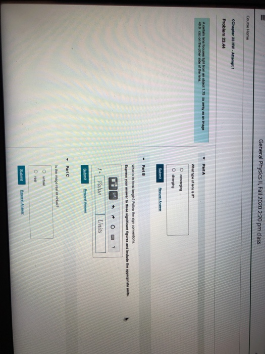 Solved II General Physics II, Fall 2020 2:20 pm class Course | Chegg.com