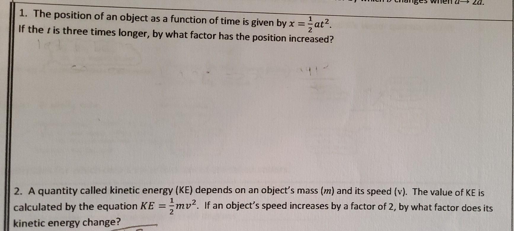 Solved 1. The position of an object as a function of time is | Chegg.com