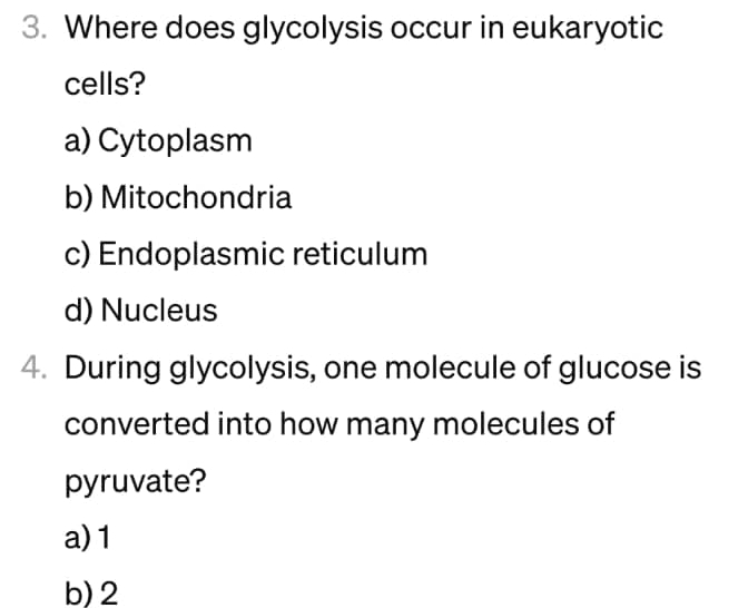 Solved Where does glycolysis occur in eukaryotic cells?a) | Chegg.com