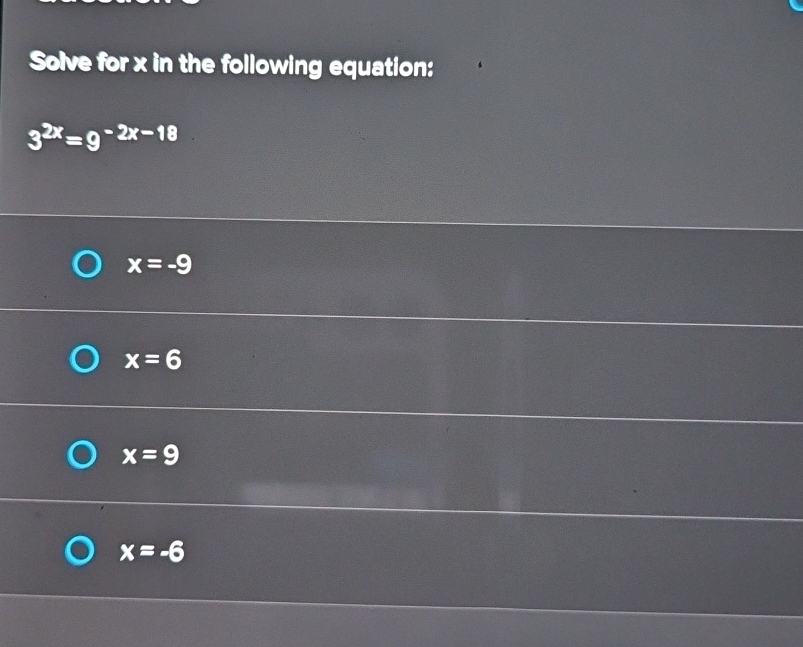 Solved Solve for x ﻿in the following | Chegg.com