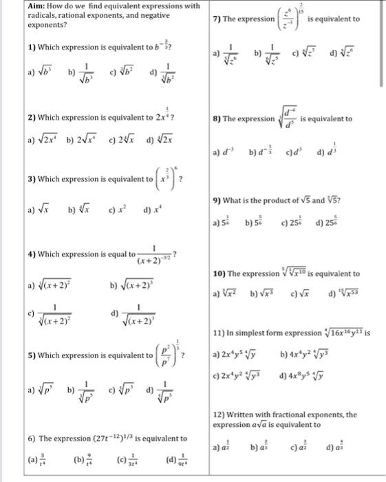 Solved Aim: How Do We Find Equivalent Expressions With 