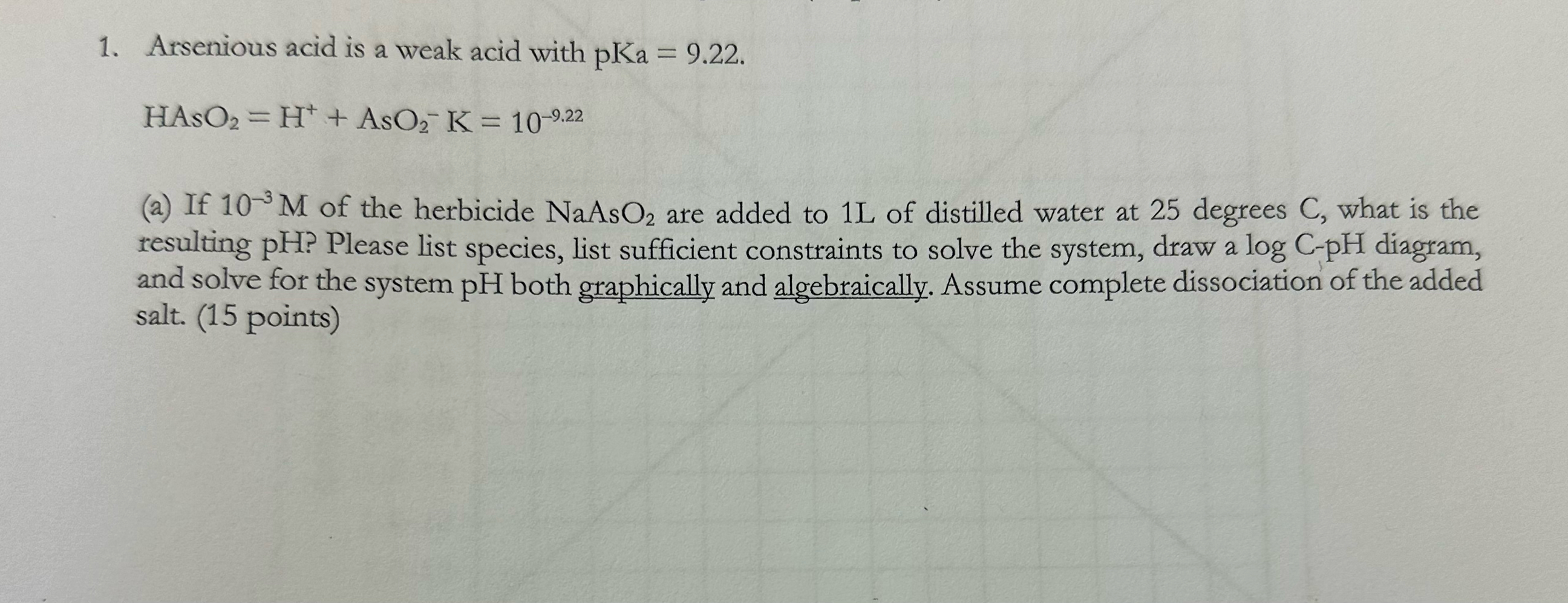 Solved Arsenious acid is a weak acid with | Chegg.com