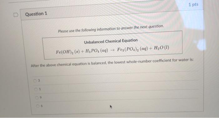 Solved 1 pts Question 1 Please use the following information | Chegg.com