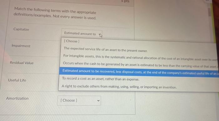 Solved pts Match the following terms with the appropriate | Chegg.com