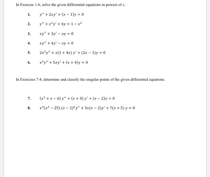 Solved In Exercise 1 6 Solve The Given Differential Chegg Com