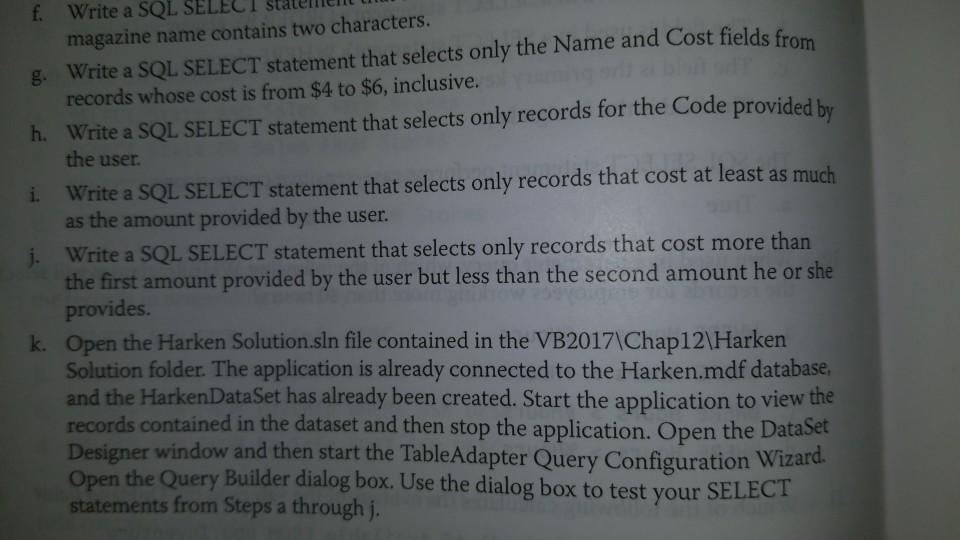 Solved descending order by WHte a SQL. SELECT statement that | Chegg.com