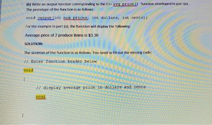 Solved PROBLEM 2: (10+5 points) (a) Write a C++ function | Chegg.com
