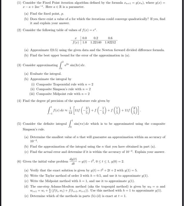  1 consider the fixed point iteration algorithm chegg