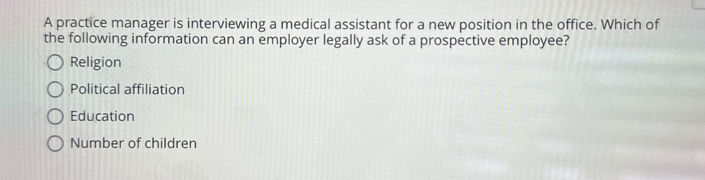 Solved A practice manager is interviewing a medical | Chegg.com