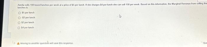 Solved Amrita sells 100 boxed lunches per week at a price of | Chegg.com