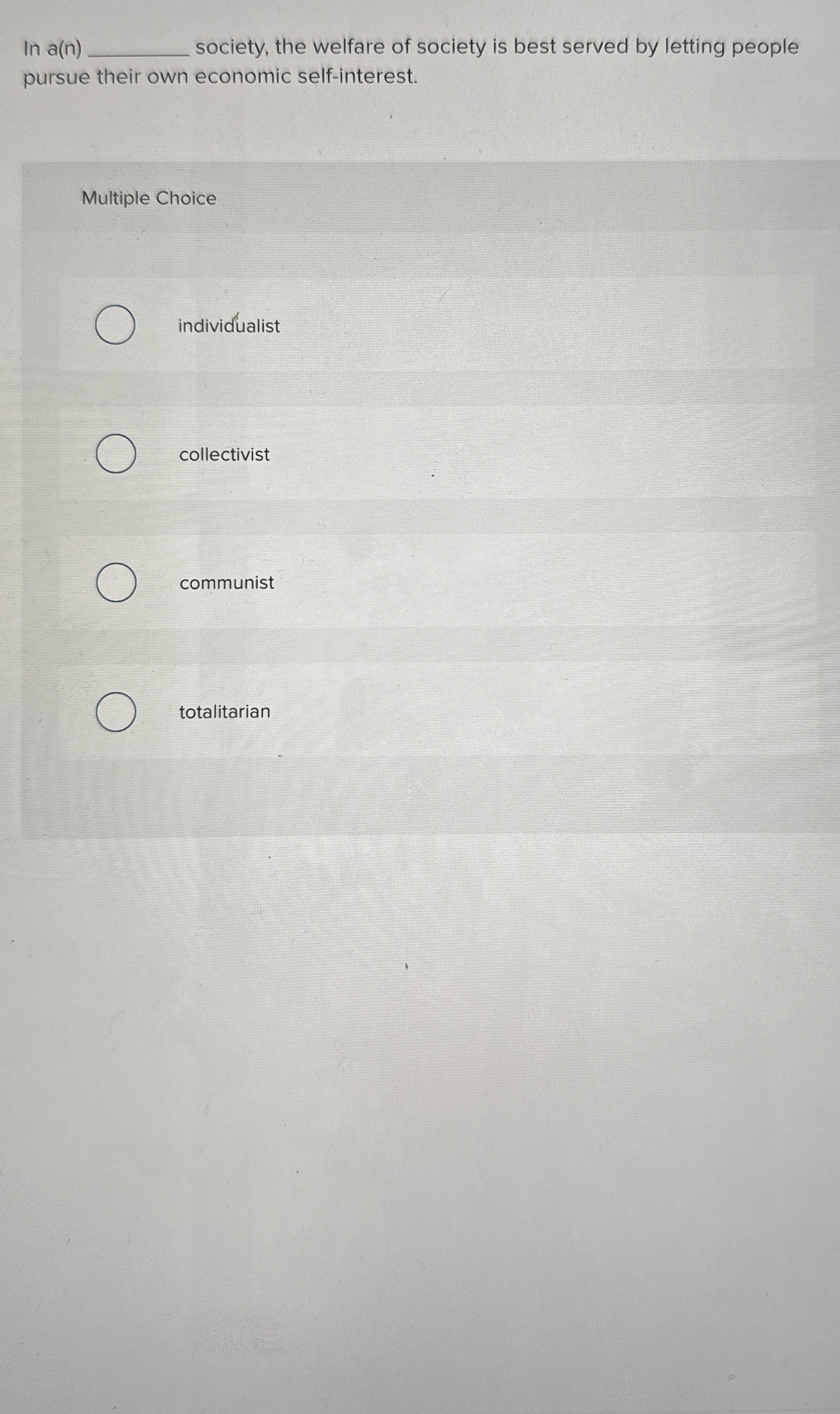 Solved pursue their own economic selfinterest.Multiple