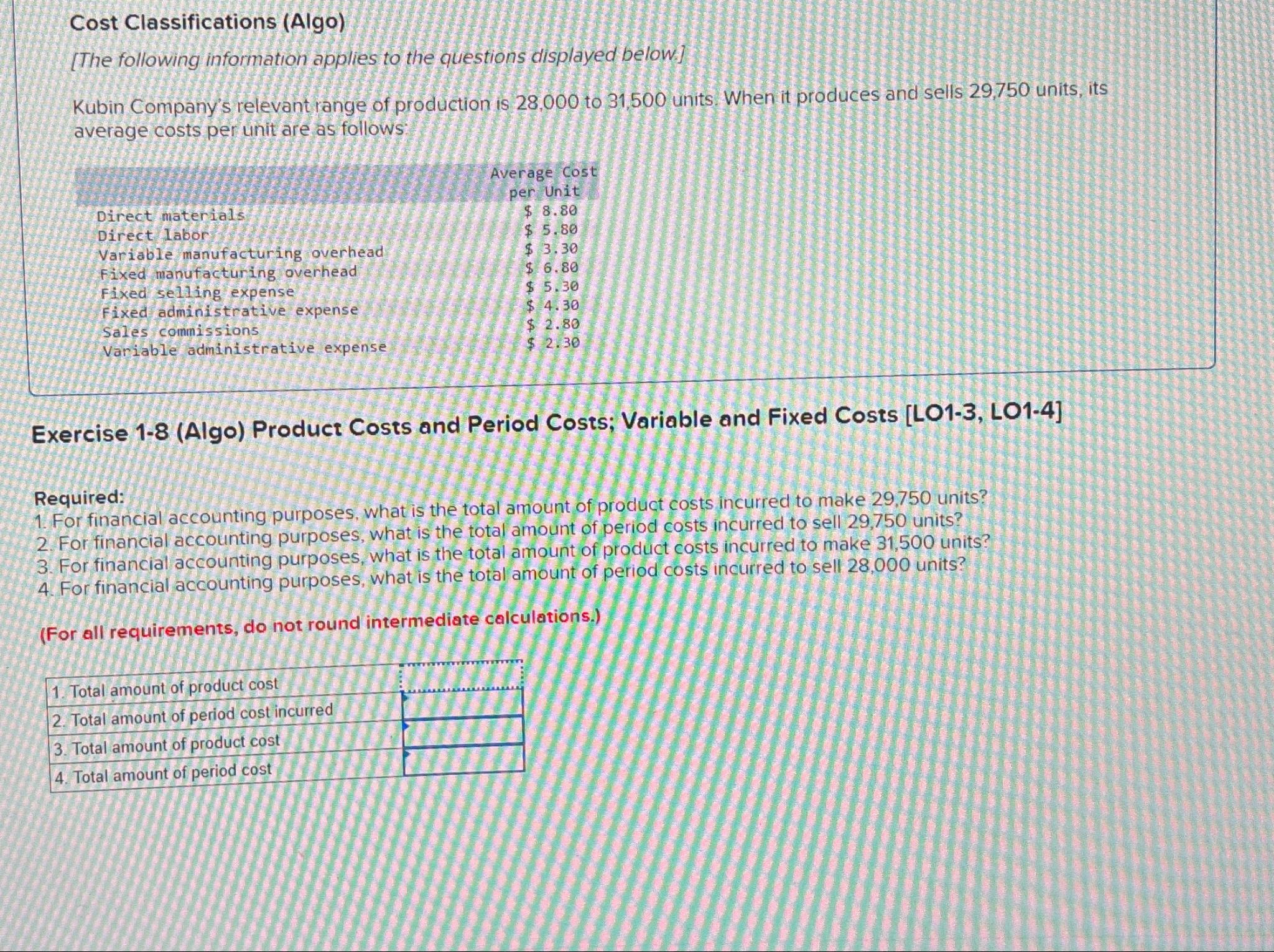 Solved Cost Classifications (Algo)[The following information | Chegg.com