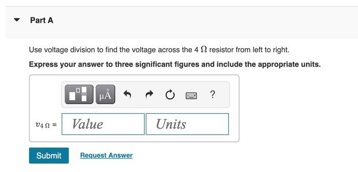 Solved Use voltage division to find the voltage across the | Chegg.com