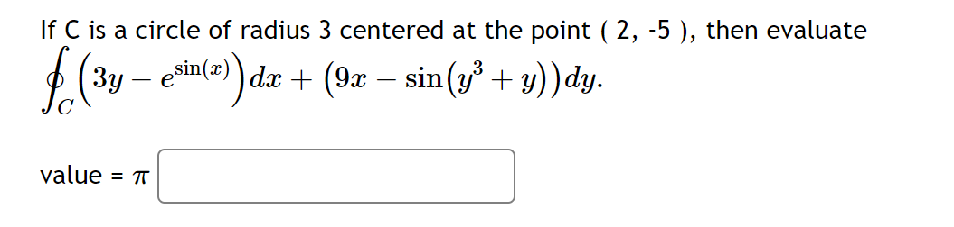 Solved If C ﻿is a circle of radius 3 ﻿centered at the point | Chegg.com