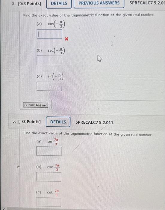 Solved Find The Exact Value Of The Trigonometric Function At | Chegg.com