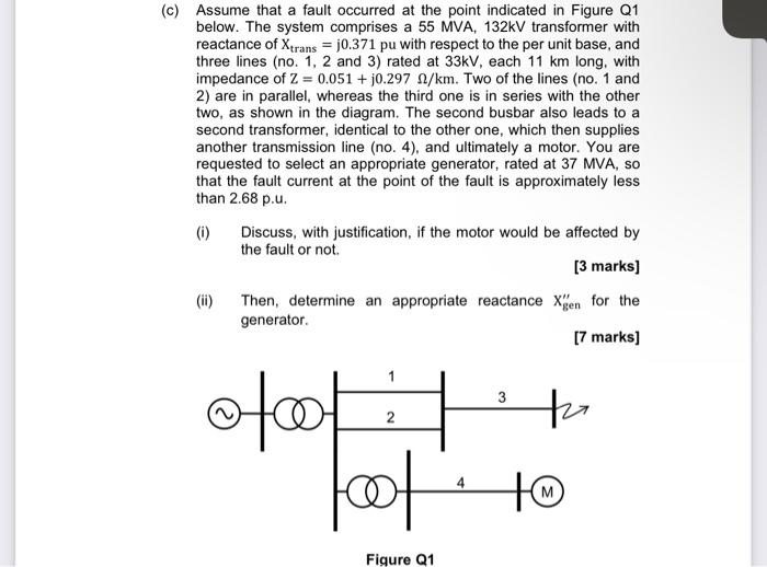 Solved (c) Assume that a fault occurred at the point | Chegg.com