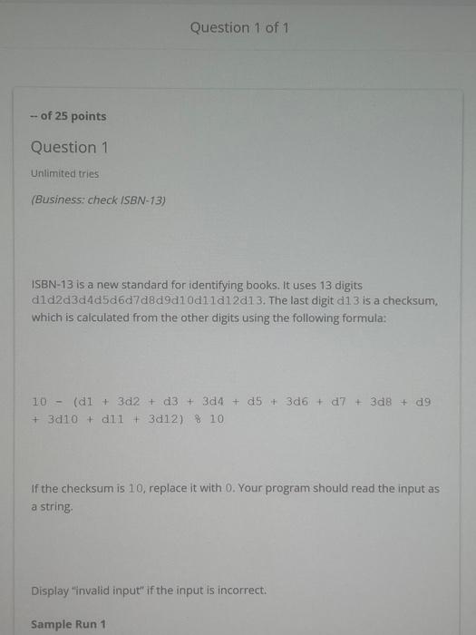 Solved ISBN-13 is a new standard for identifying books. It | Chegg.com