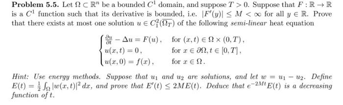 Solved Problem 5.5. Let Ω⊂Rn be a bounded C1 domain, and | Chegg.com
