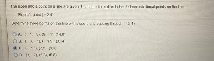 Solved The slope and a point on a line are given. Use this | Chegg.com