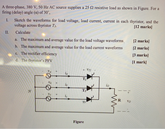 Solved A three-phase, 380 V, 50 Hz AC source supplies a 25 | Chegg.com