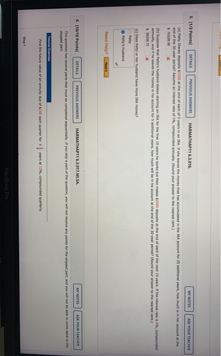 Solved 5. [1/3 Points] DETAILS PREVIOUS ANSWERS HARMATHAP11 | Chegg.com