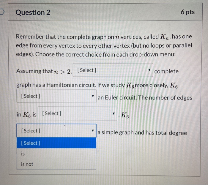 Solved Question 2 6 pts Remember that the complete graph on | Chegg.com