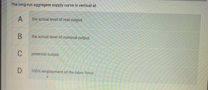 Solved The Longrun Aggregate Supply Curve Is Vertical At